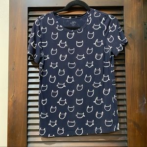 Loft cat faces t-shirt, size small